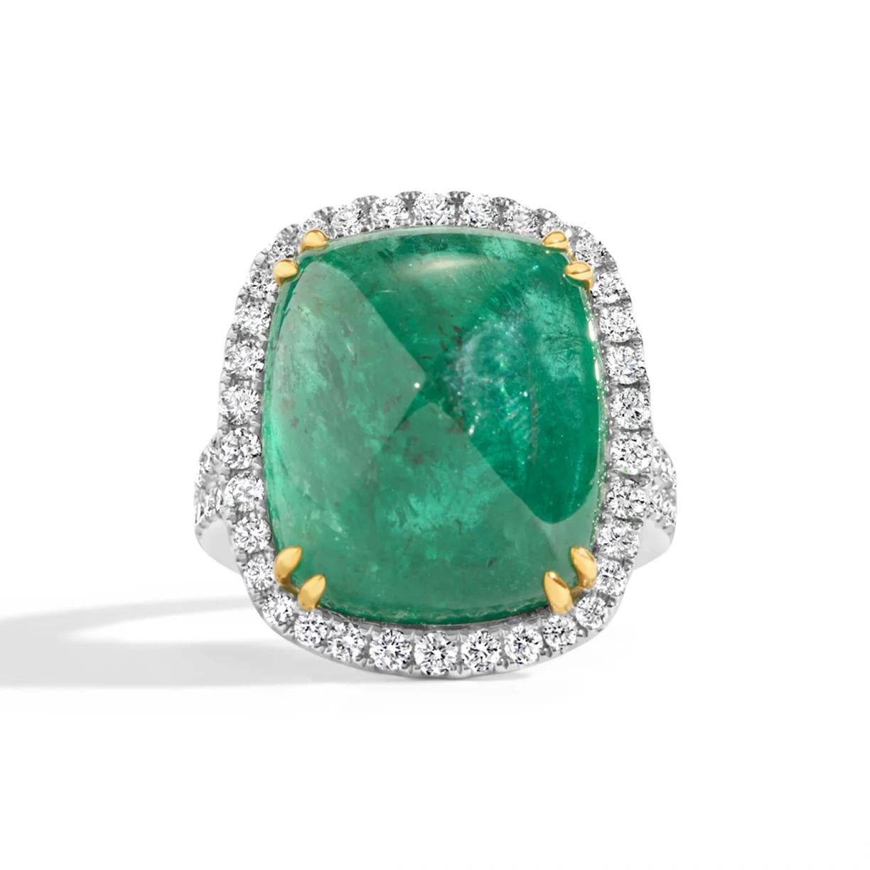 Anillo de diamantes y esmeralda en cojín de 16,75 quilates certificado por el GIA en venta 6