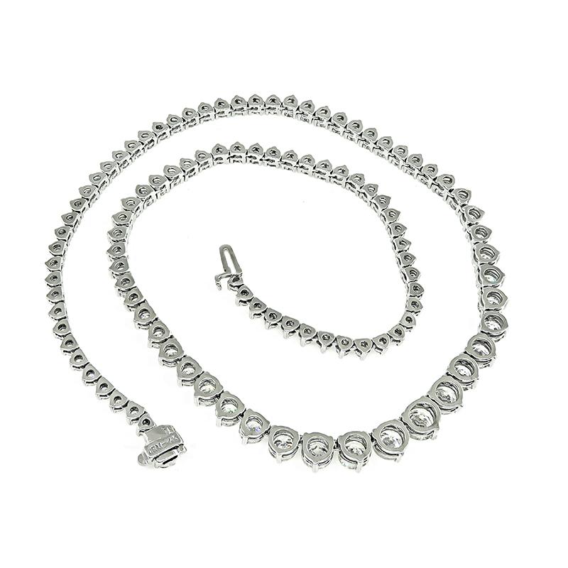 GIA Certified 16.75ct Diamond Tennis Necklace In Good Condition For Sale In New York, NY