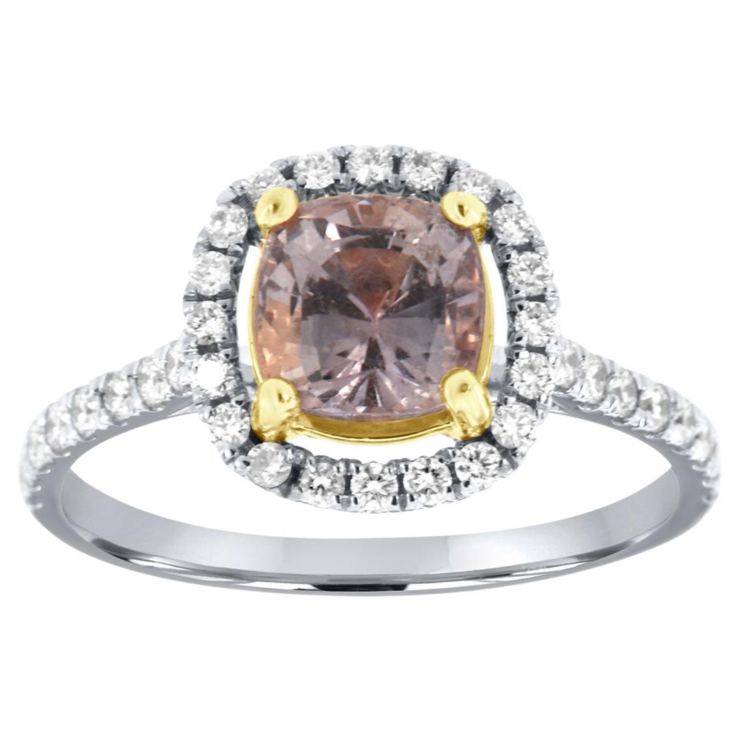 GIA zertifiziert 1,68 Karat Kissenschliff Helllila No Heat Saphir Halo Diamant-Ring