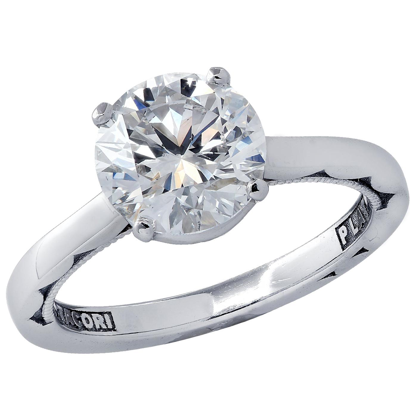 GIA Certified 1.68 Carat Diamond and Platinum Tacori Ring