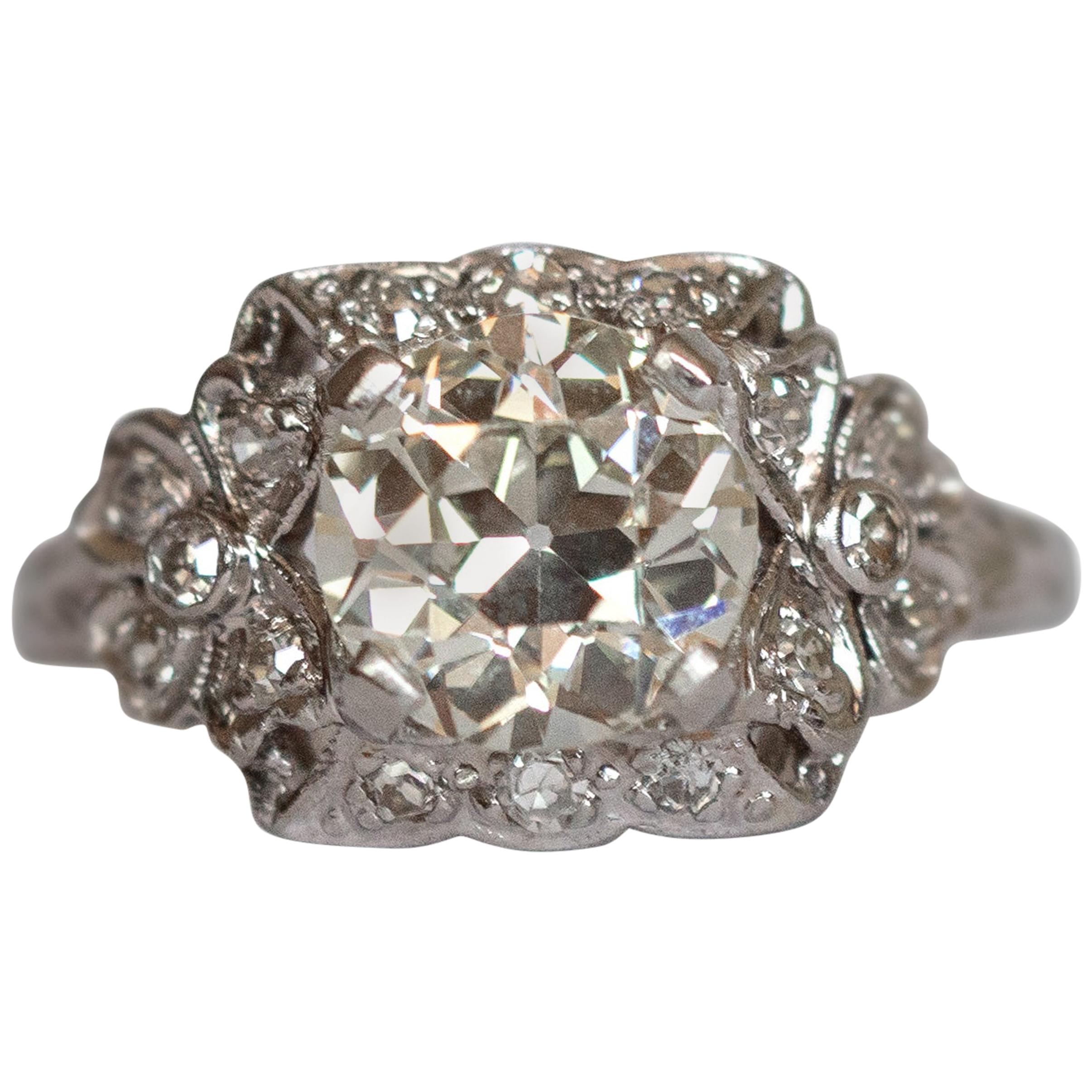 GIA Certified 1.68 Carat Diamond Platinum Engagement Ring For Sale