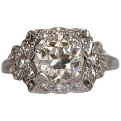 Antique GIA Certified 1.68 Carat Diamond Platinum Engagement Ring