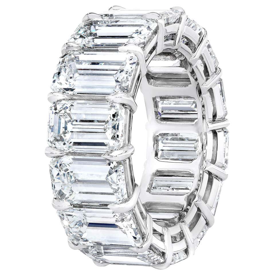 Def Color Diamond Rings GIA Certified DEF Color 12.27 Carat Emerald Cut Diamond Eternity Band ...