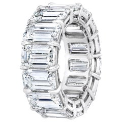 GIA Certified 16.80 Carat Emerald Cut Diamond Eternity Band Ring