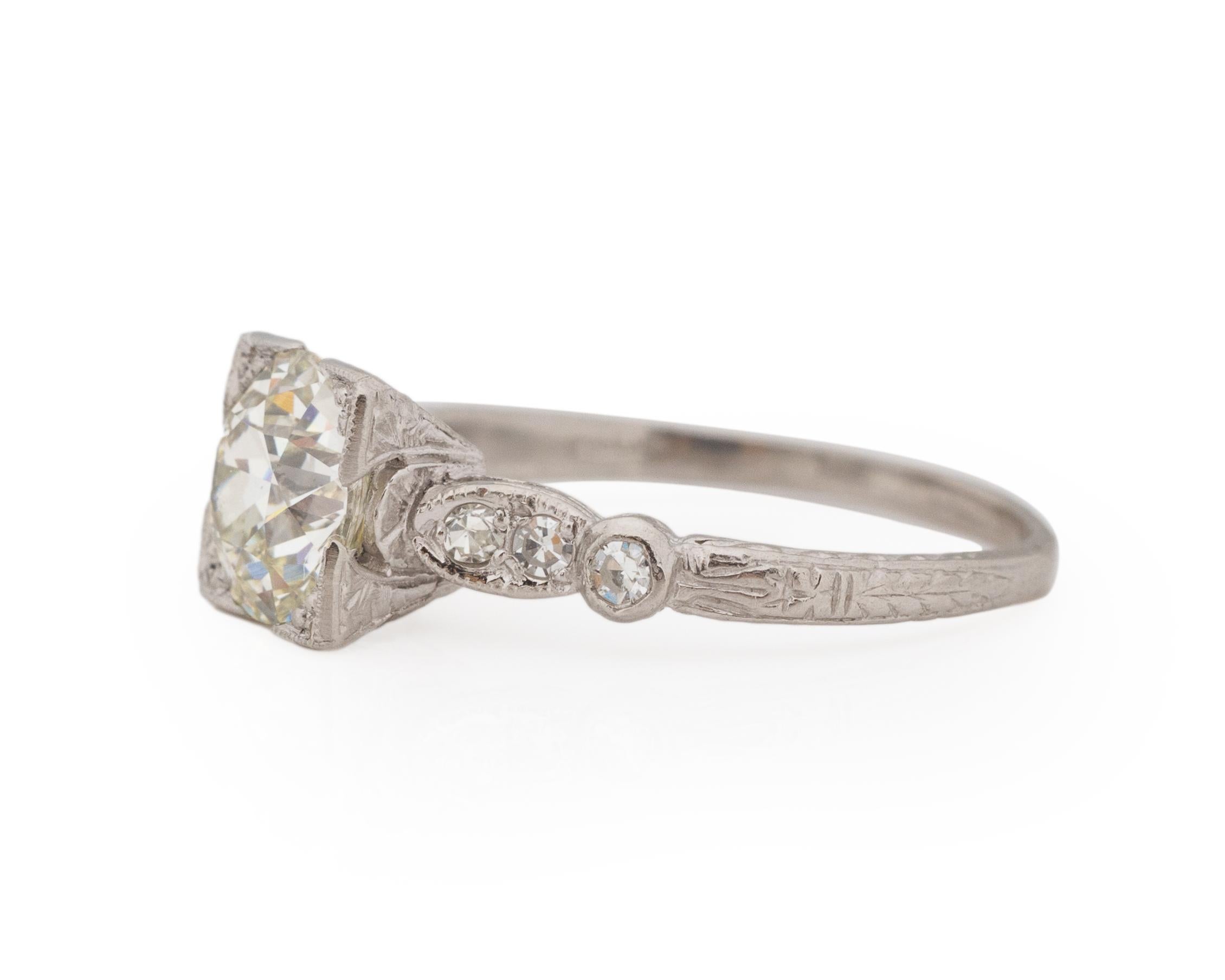 Old European Cut GIA Certified 1.69 Carat Art Deco Diamond Platinum Engagement Ring For Sale