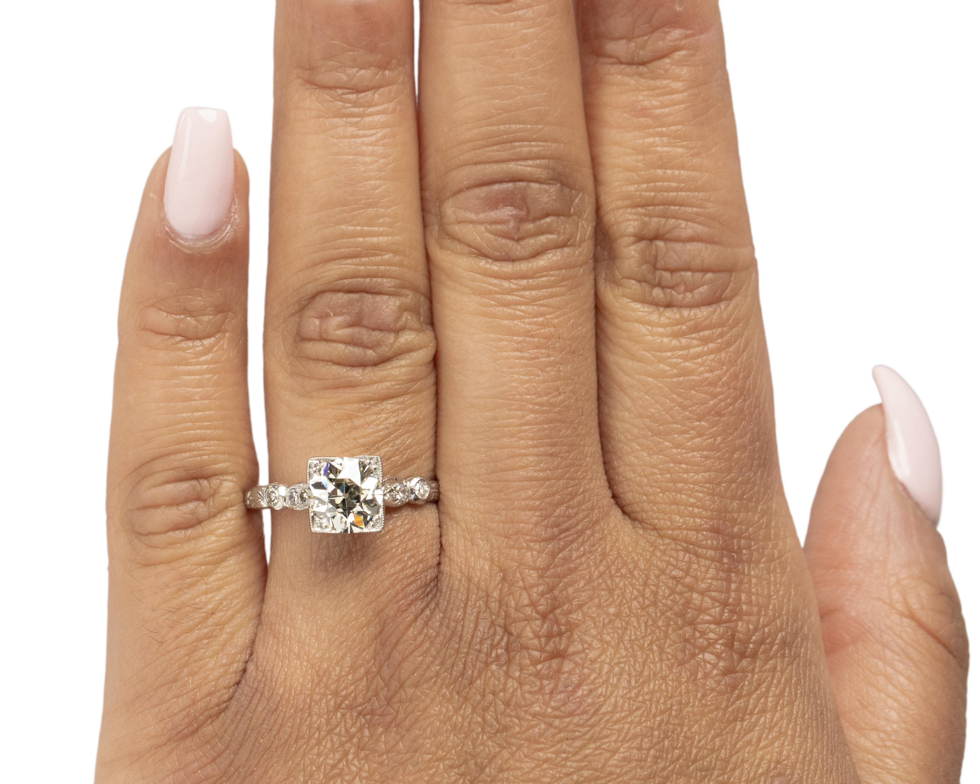 Women's GIA Certified 1.69 Carat Art Deco Diamond Platinum Engagement Ring For Sale