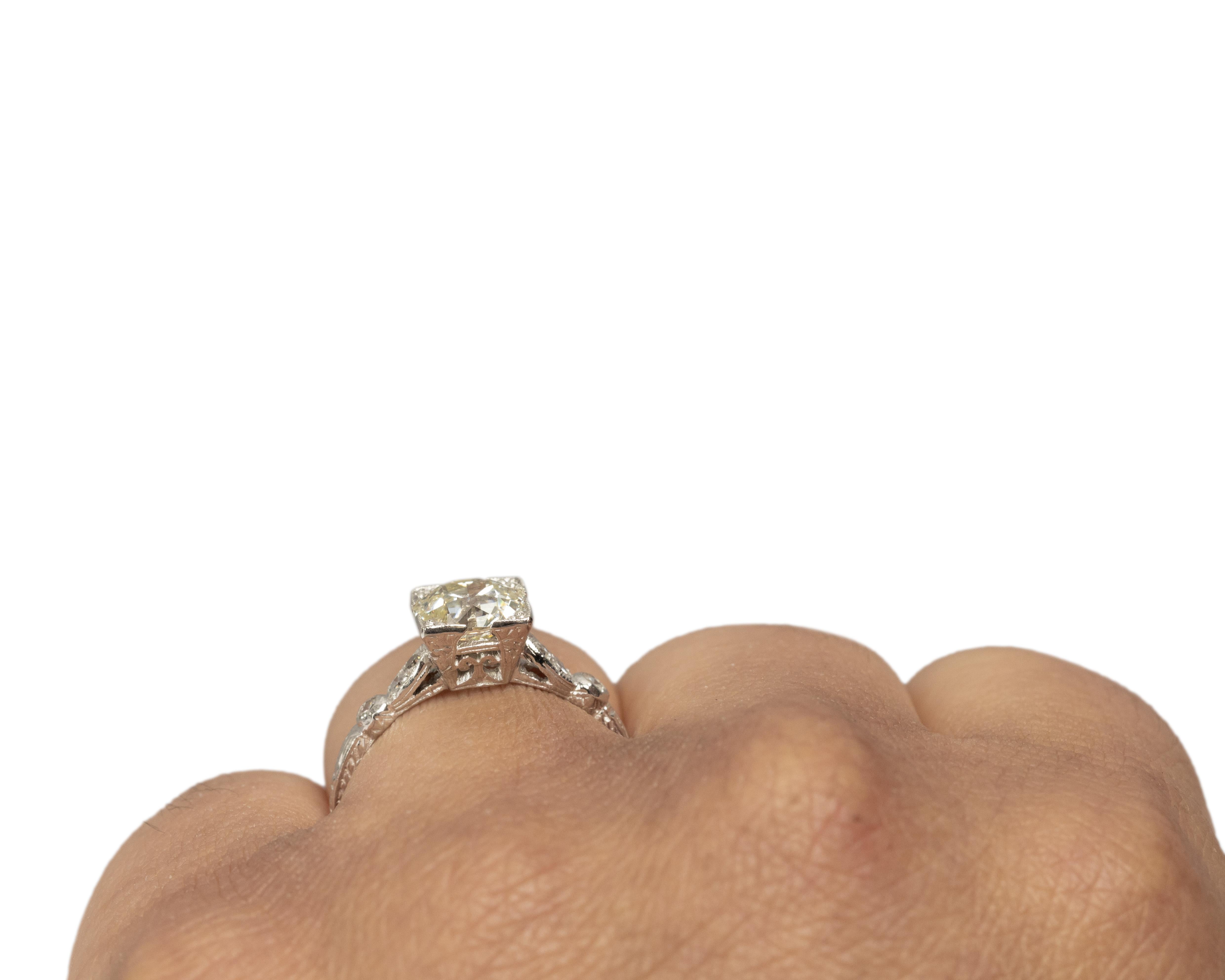 GIA Certified 1.69 Carat Art Deco Diamond Platinum Engagement Ring For Sale 1