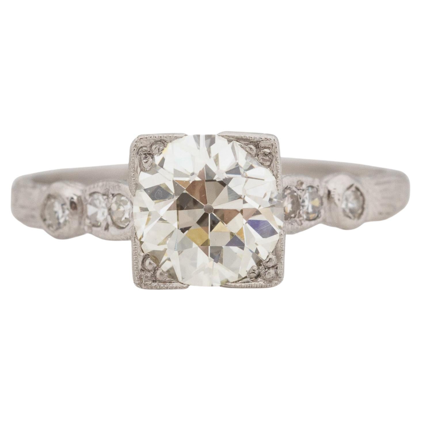 GIA Certified 1.69 Carat Art Deco Diamond Platinum Engagement Ring