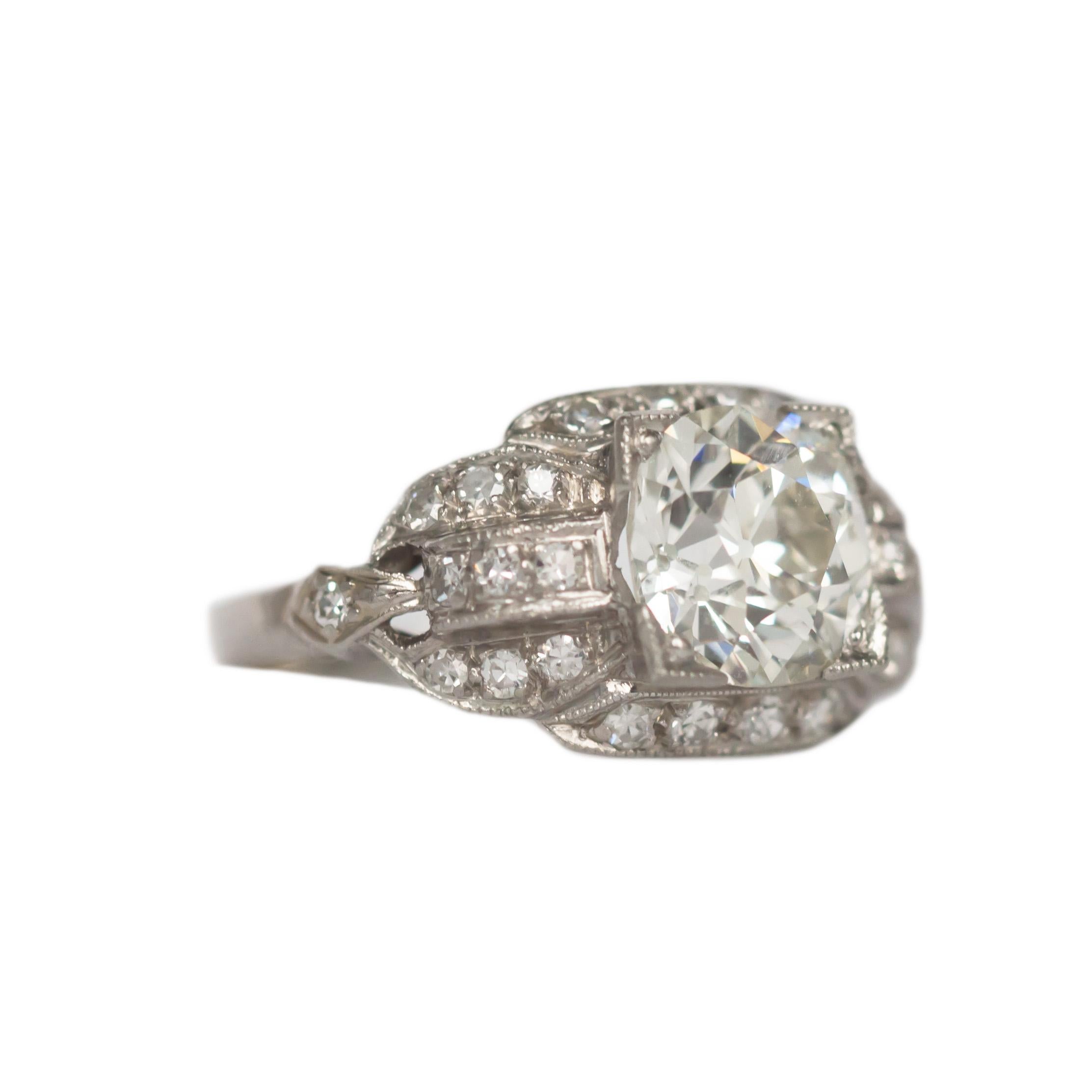 Art Deco GIA Certified 1.69 Carat Diamond Platinum Engagement Ring For Sale
