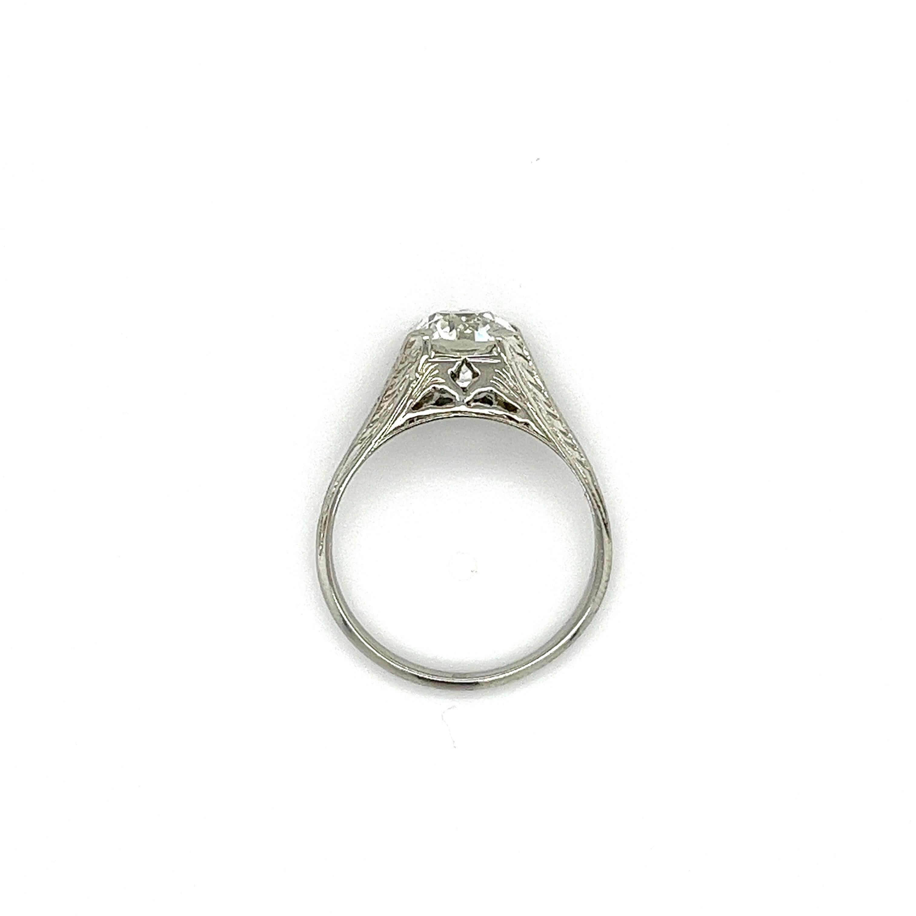 GIA Certified 1.69 Carat G/VVS1 Old Euro Cut Art Deco Vintage Engagement Ring For Sale 8