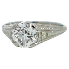 GIA Certified 1.69 Carat G/VVS1 Old Euro Cut Art Deco Vintage Engagement Ring