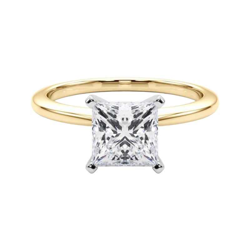 Anello con diamante solitario Princess Prong Set certificato GIA da 1,69 carati