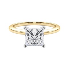 GIA Certified 1.69 Carat Princess Prong Set Solitaire Diamond Ring