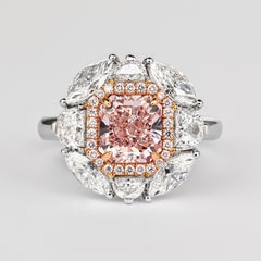 GIA Certified 1.69 Carat Radiant Cut Fancy Brownish Pink Diamond Engagement Ring