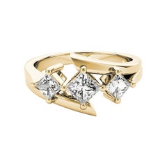 GIA Certified 1.69 Carat Three-Stone Princess Bypass Diamond Ring