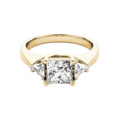 GIA Certified 1.69 Carat Three-Stone Trillion & Princess Diamond Ring