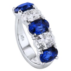 GIA Certified 1.69 Diamond 4.40 Sapphire Oval Band Ring Platinum