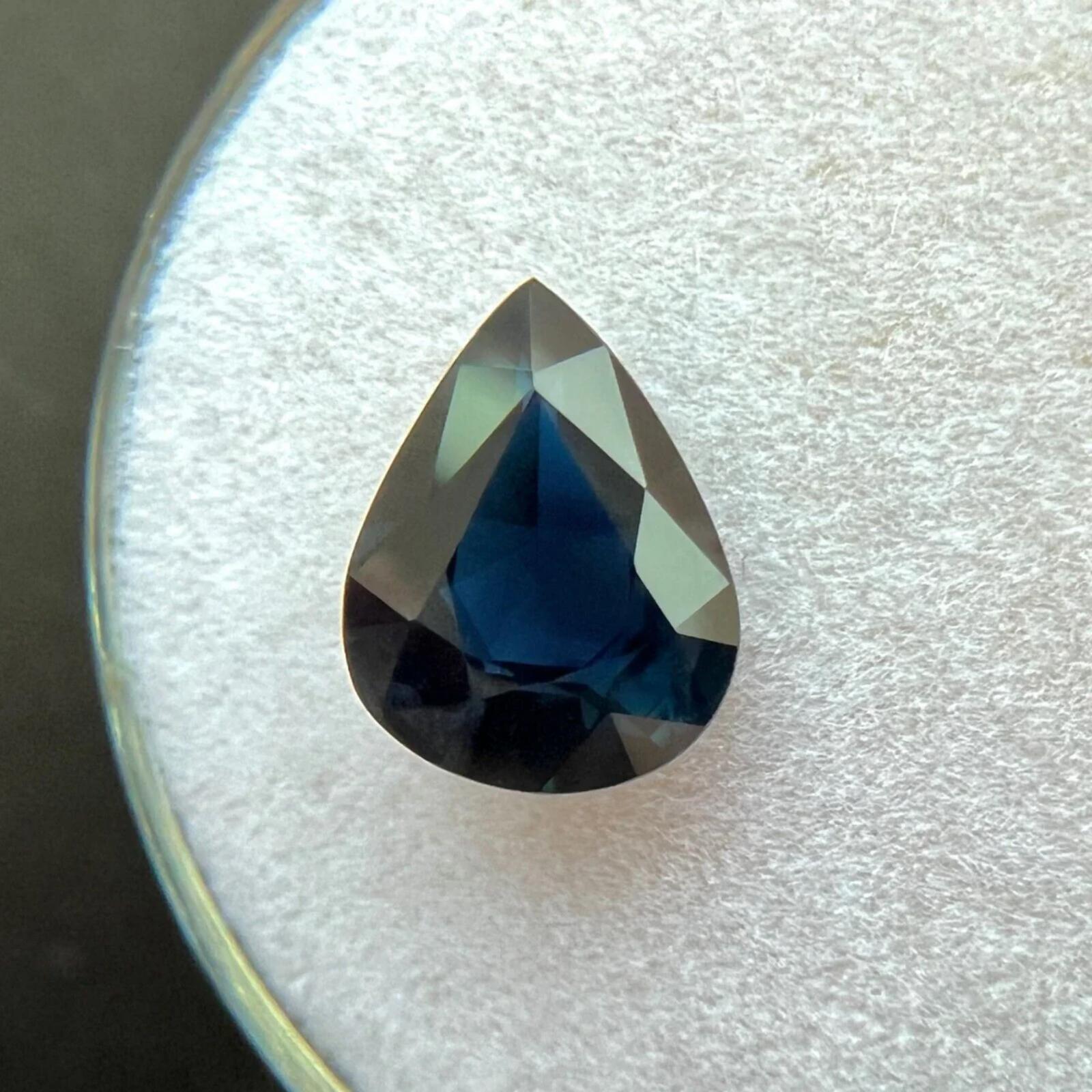 Femenino o masculino GIA Certificado 1,69ct Azul profundo Zafiro sin tratar Gema corte lágrima pera 9,3x7mm en venta