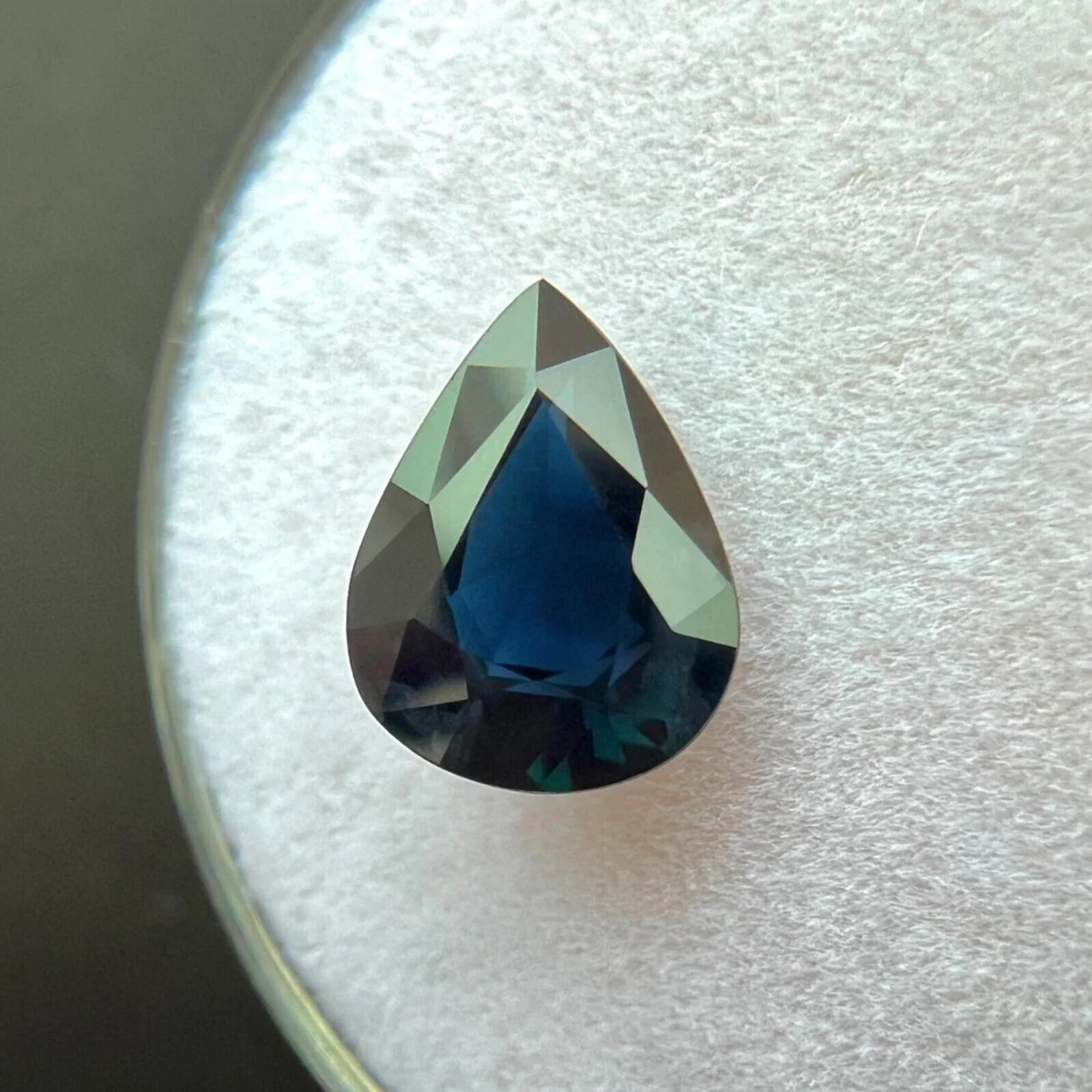 GIA Certificado 1,69ct Azul profundo Zafiro sin tratar Gema corte lágrima pera 9,3x7mm en venta 2