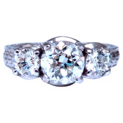 GIA Certified 1.69ct Natural Three stone Diamonds Ring 60884*