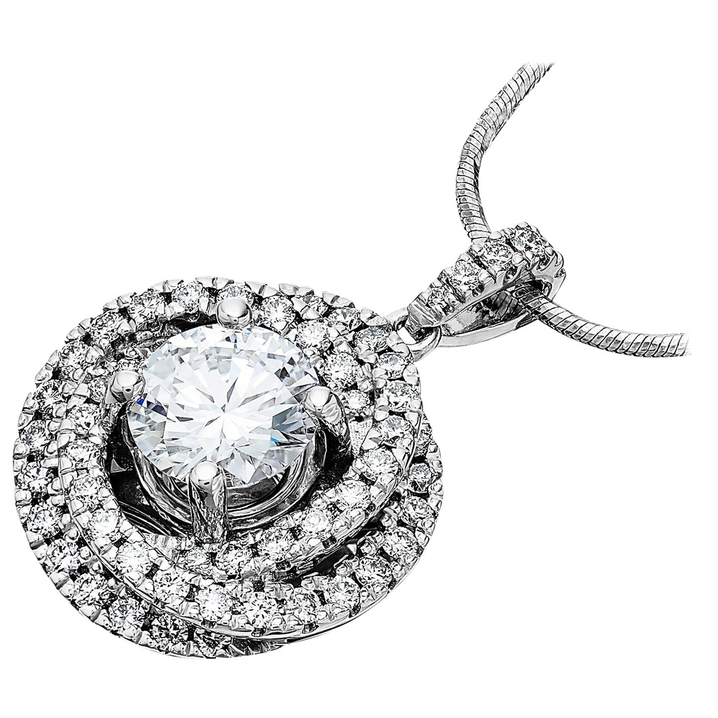 Modern GIA Certified 1.62 ct D VS1, Round Brilliant Diamond, Love Trinity Pendant For Sale