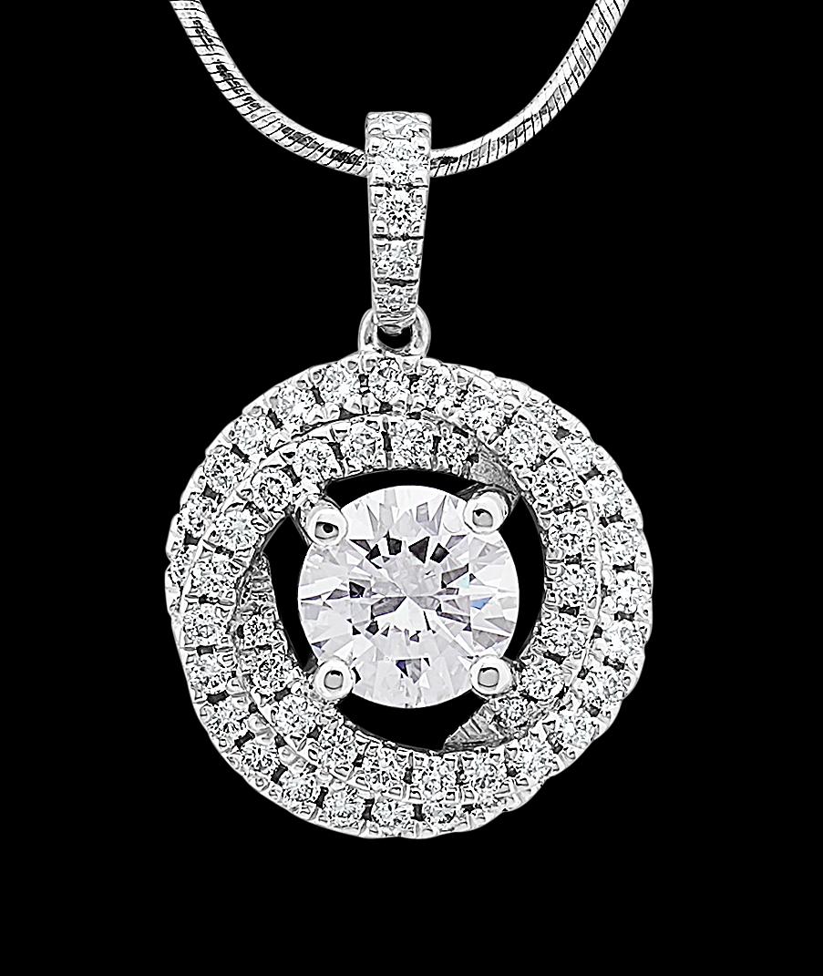 GIA Certified 1.62 ct D VS1, Round Brilliant Diamond, Love Trinity Pendant For Sale 1