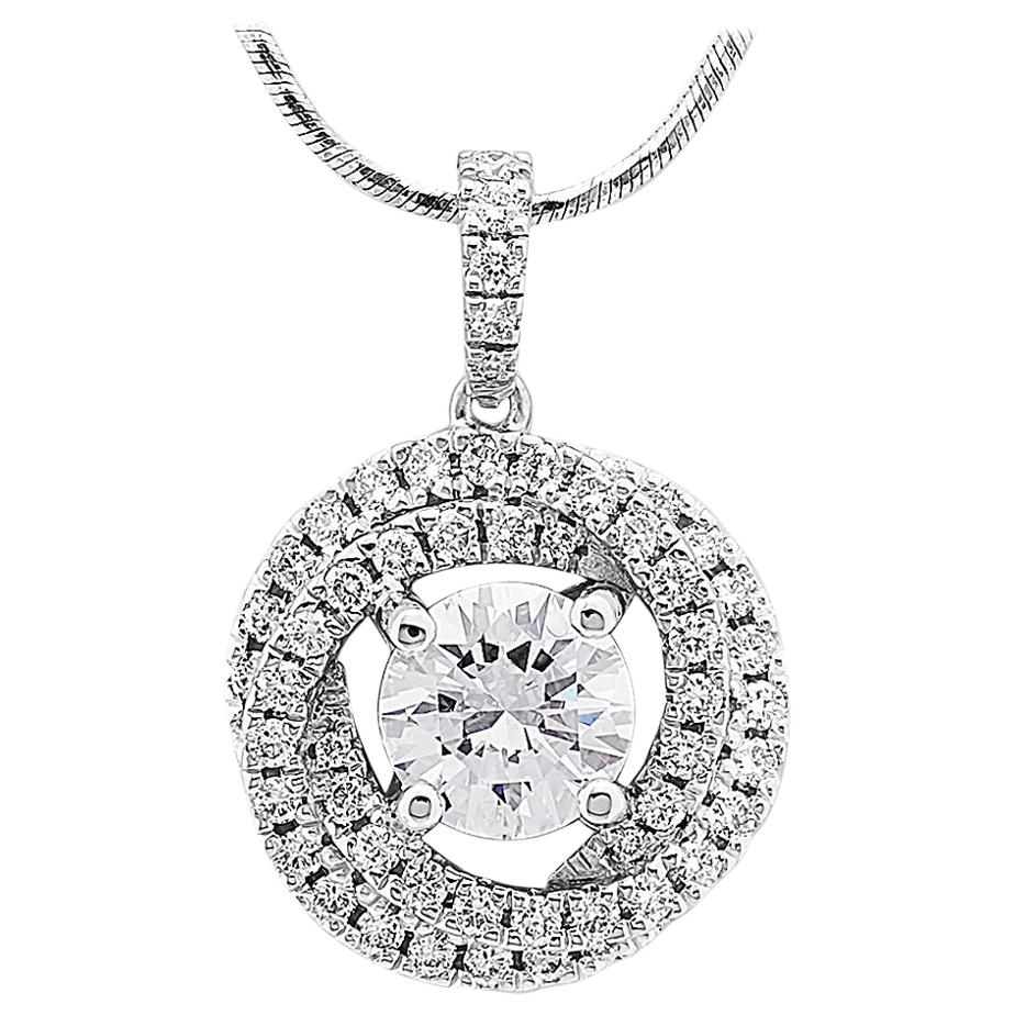 GIA Certified 1.62 ct D VS1, Round Brilliant Diamond, Love Trinity Pendant For Sale