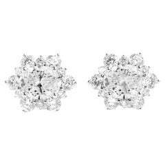 GIA-Bericht zertifizierte Diamant-Halo-Ohrstecker im Ovalschliff, 18 Karat Weißgold