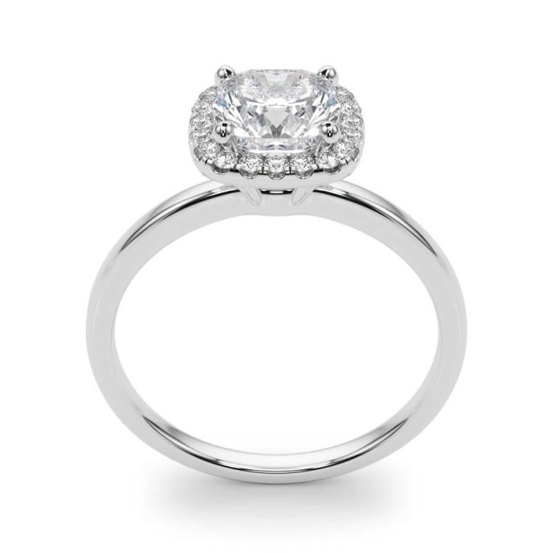 Women's GIA Certified 1.7 Carat Basket Set Square Cushion Halo Diamond Ring For Sale