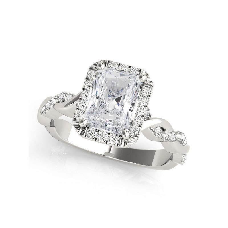 Radiant Cut GIA Certified 1.7 Carat Braided Band Radiant Halo White Gold Diamond Ring For Sale