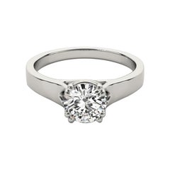 GIA Certified 1.7 Carat Double Prong Basket Set Round Platinum Diamond Ring