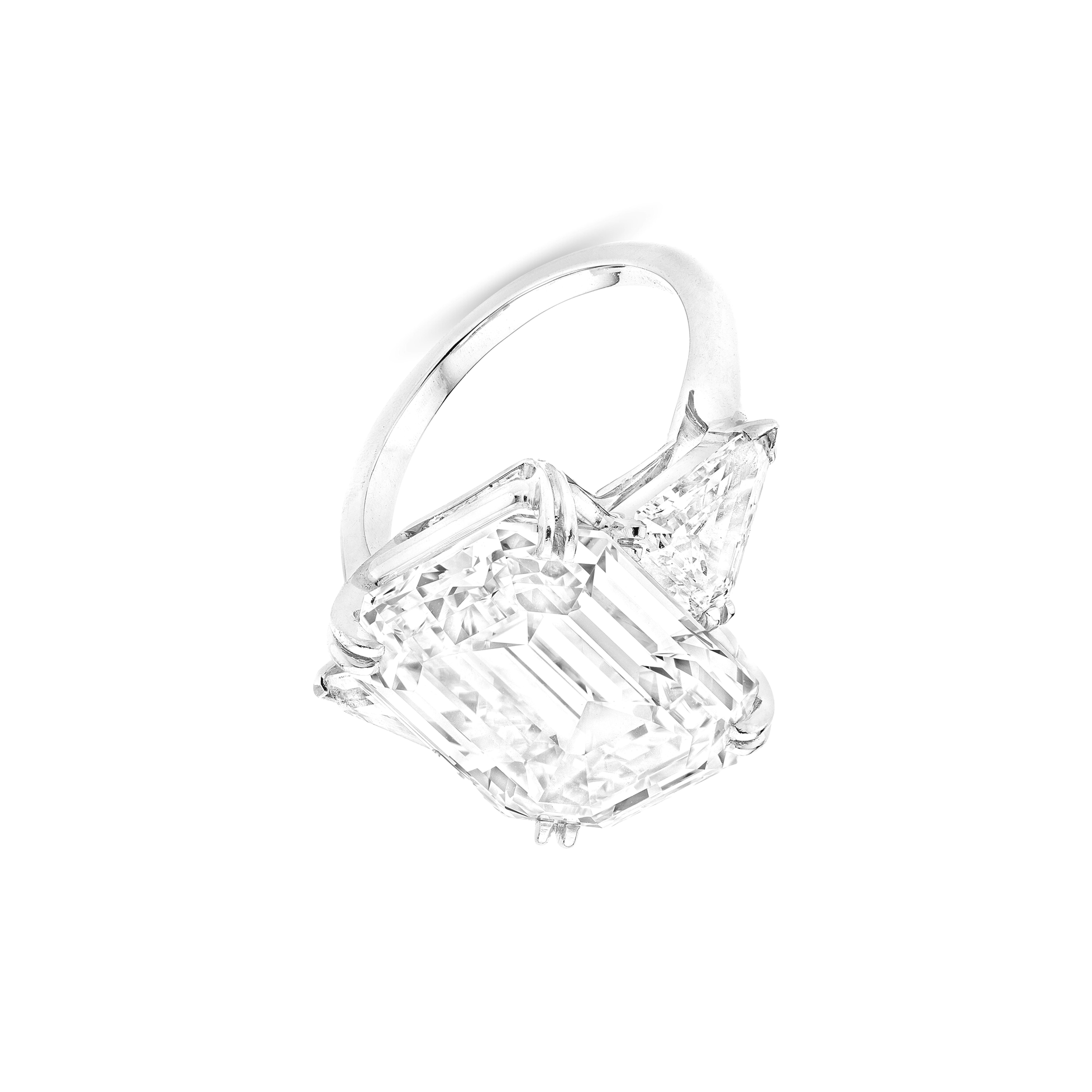 GIA zertifiziert 17 Karat Smaragdschliff Diamant Platin Ring (Zeitgenössisch) im Angebot