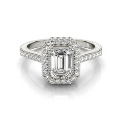 GIA zertifiziert 1,7 Karat Smaragd Diamant Halo 18K Weißgold Diamantring