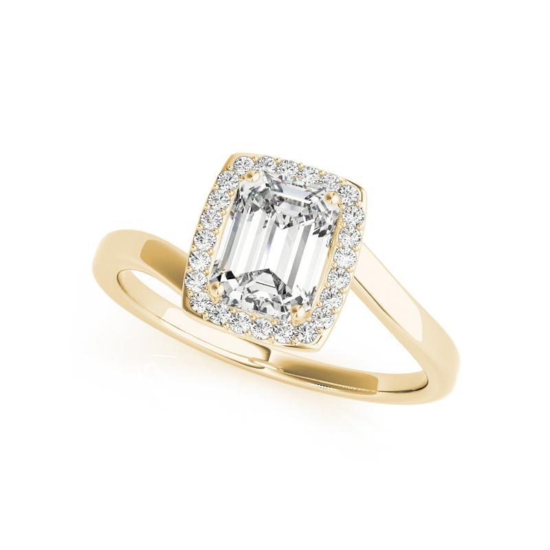 Taglio smeraldo GIA Certified 1,7 Carati Emerald Halo Curved Bypass Diamond Ring in vendita