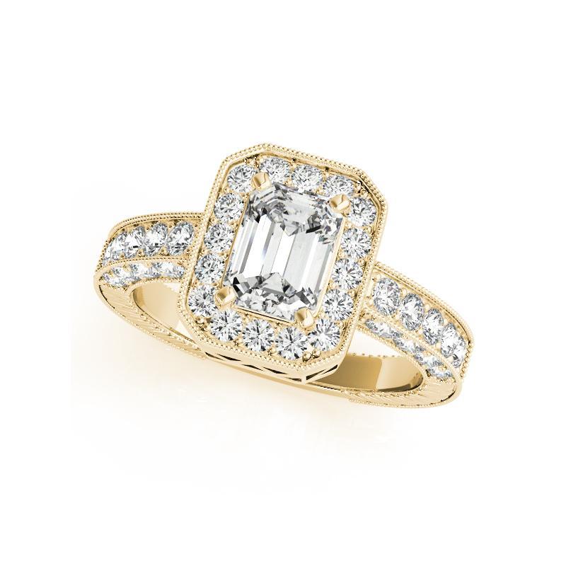 Taglio smeraldo GIA Certified 1.7 Carat Emerald Halo Openwork Diamond Ring in vendita