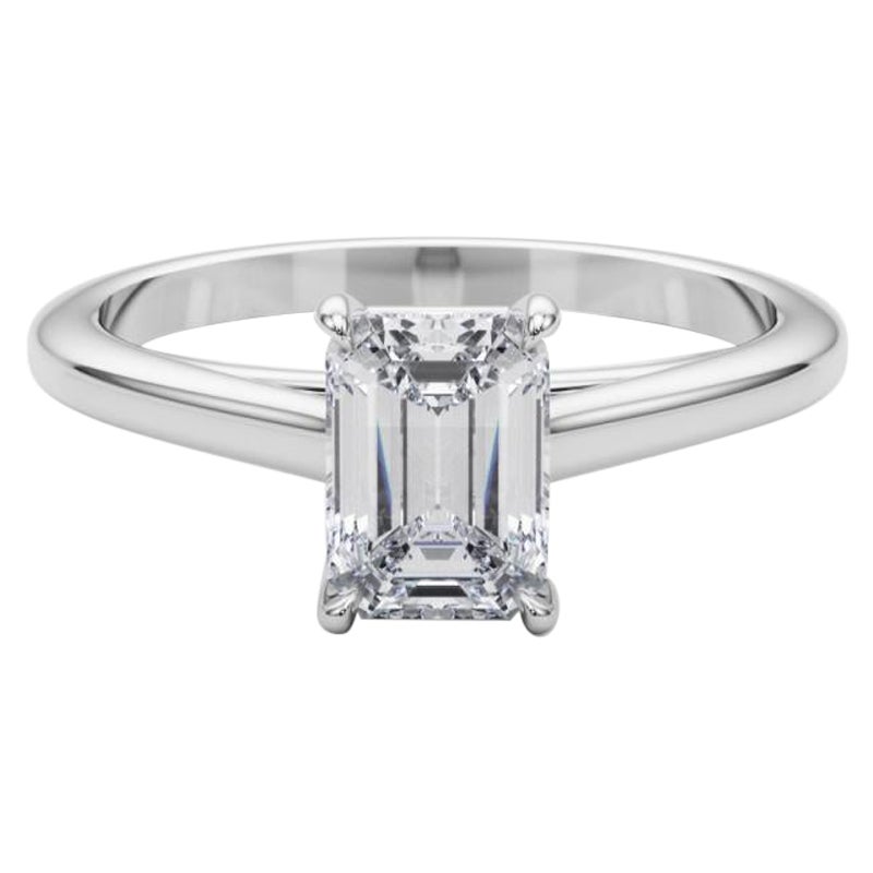 GIA Certified 1,7 Carati Smeraldo Solitario Cattedrale Anello di Diamante in Platino