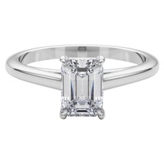 GIA Certified 1,7 Carati Smeraldo Solitario Cattedrale Anello di Diamante in Platino