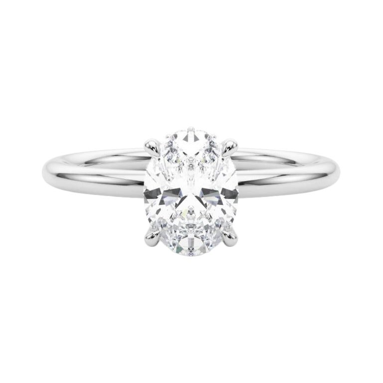 GIA-zertifiziert 1,7 Karat versteckt Halo Oval 18K Weißgold Diamantring