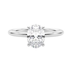 GIA-zertifiziert 1,7 Karat versteckt Halo Oval 18K Weißgold Diamantring
