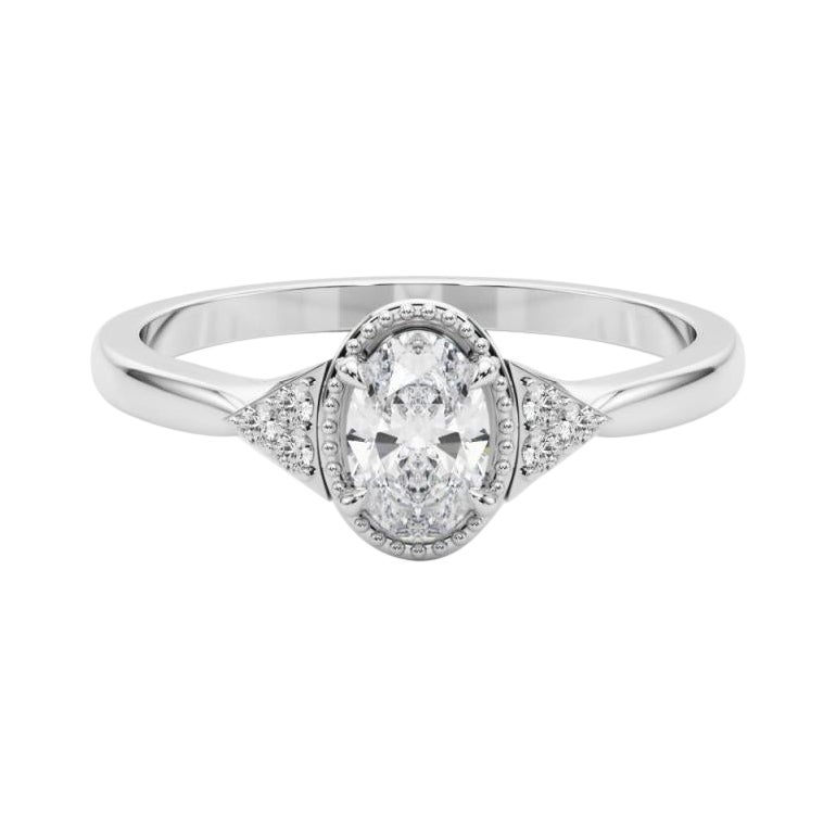 Anello con diamante geometrico con castone ovale a grana fine certificato GIA da 1.7 carati