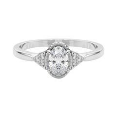 GIA Certified 1.7 Carat Milgrain Oval Bezel Geometric Diamond Ring