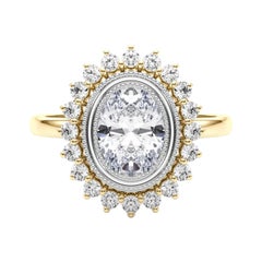 GIA Certified 1.7 Carat Oval Cluster Vintage Flower Diamond Ring