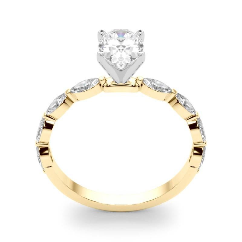 De las mujeres Anillo de diamantes solitario con banda de diamantes ovalada de 1.7 quilates certificado por el GIA en venta