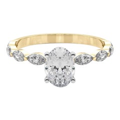 Anello con diamante solitario ovale a fascia con diamante certificato GIA da 1.7 carati