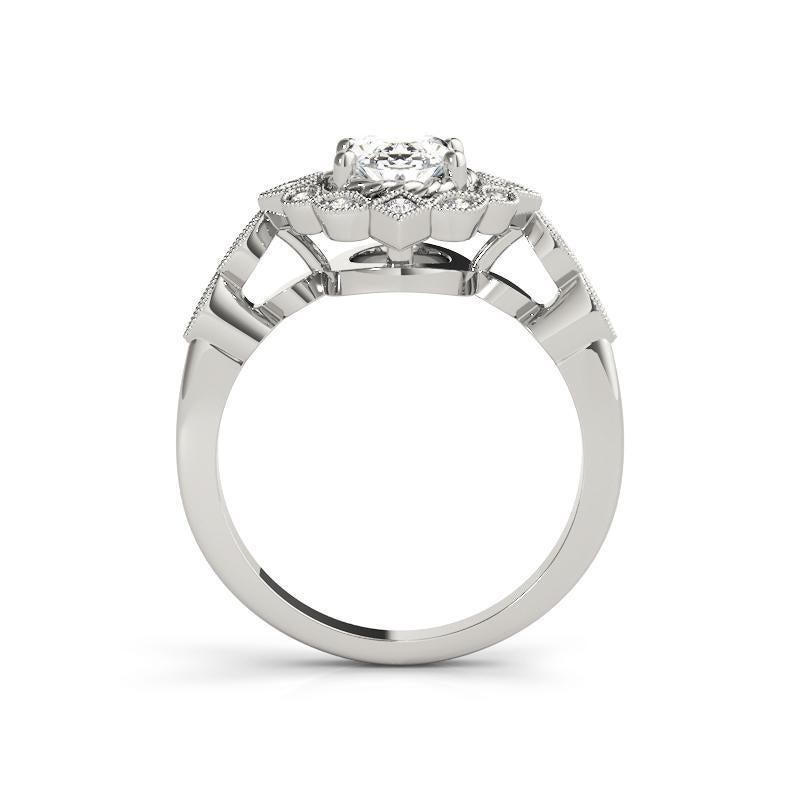 Donna GIA Certificato 1.7 Carati Fiore ovale a doppia aureola  Anello con diamante in vendita