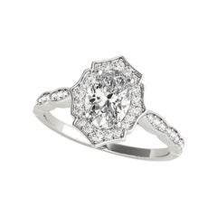 Bague diamant cathédrale ovale Halo Basket certifiée GIA de 1.7 carats