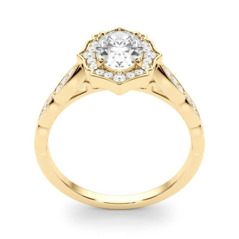 GIA Certified 1.7 Carat Oval Halo Basket Cathedral Yellow Gold Ring In condizioni Nuovo in vendita a New York, NY