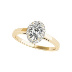 Anello con diamante ovale aureolato certificato GIA da 1,7 carati in oro giallo 18K