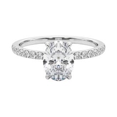 GIA Certified 1.7 Carat Oval Hidden Halo Pave  Diamond Ring