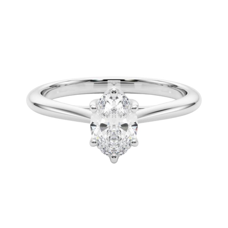Anello con diamante solitario ovale multi-filo in platino rosa certificato GIA da 1.7 carati